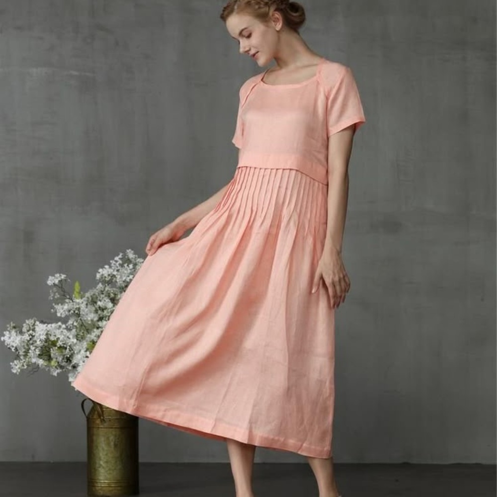 No brand Elegant Peach Midi Dress